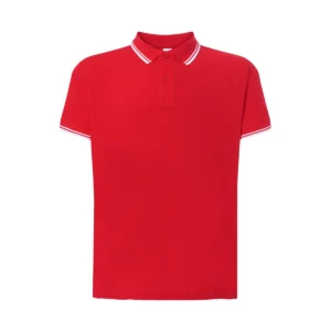 Polo JHK PORA210 en rojo y blanco, vista frontal