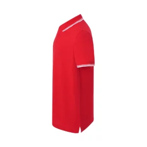 Polo JHK PORA210 en rojo y blanco, vista lateral