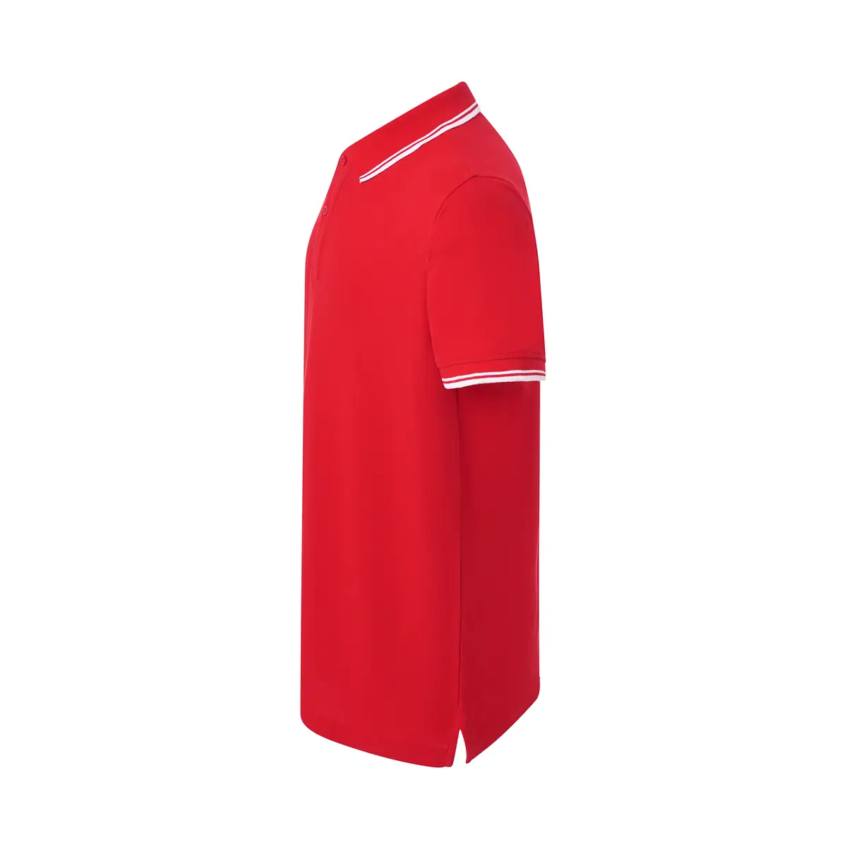 Polo piqué hombre manga corta JHK PORA210 144 Polo JHK PORA210 en rojo y blanco, vista lateral