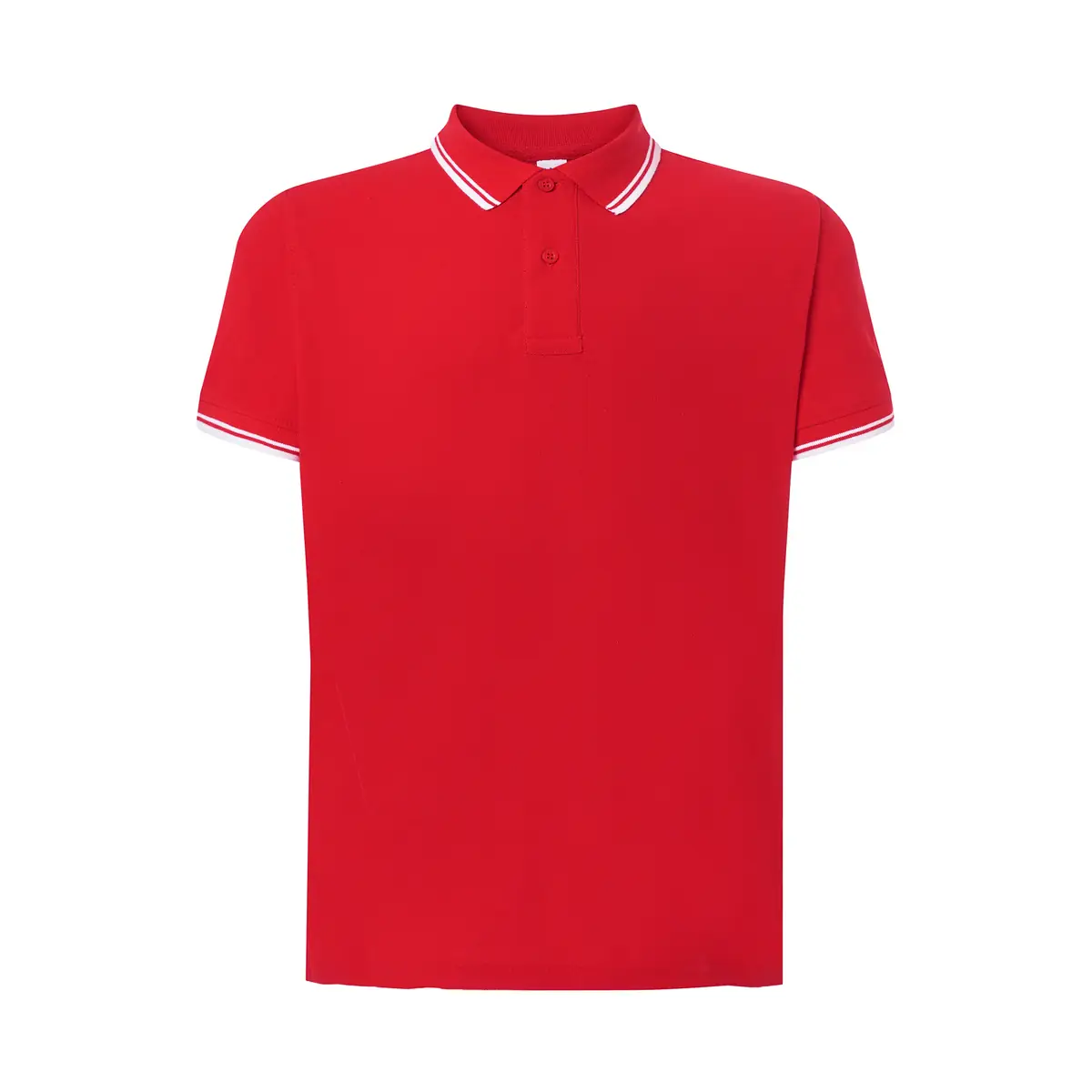 Polo piqué hombre manga corta JHK PORA210 143 Polo JHK PORA210 en rojo y blanco, vista frontal