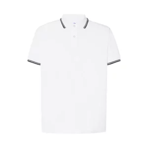 Polo JHK PORA210 en blanco y negro, vista frontal