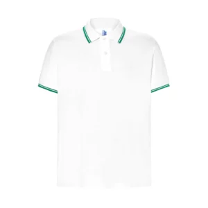 Polo JHK PORA210 en blanco y verde kelly, vista frontal