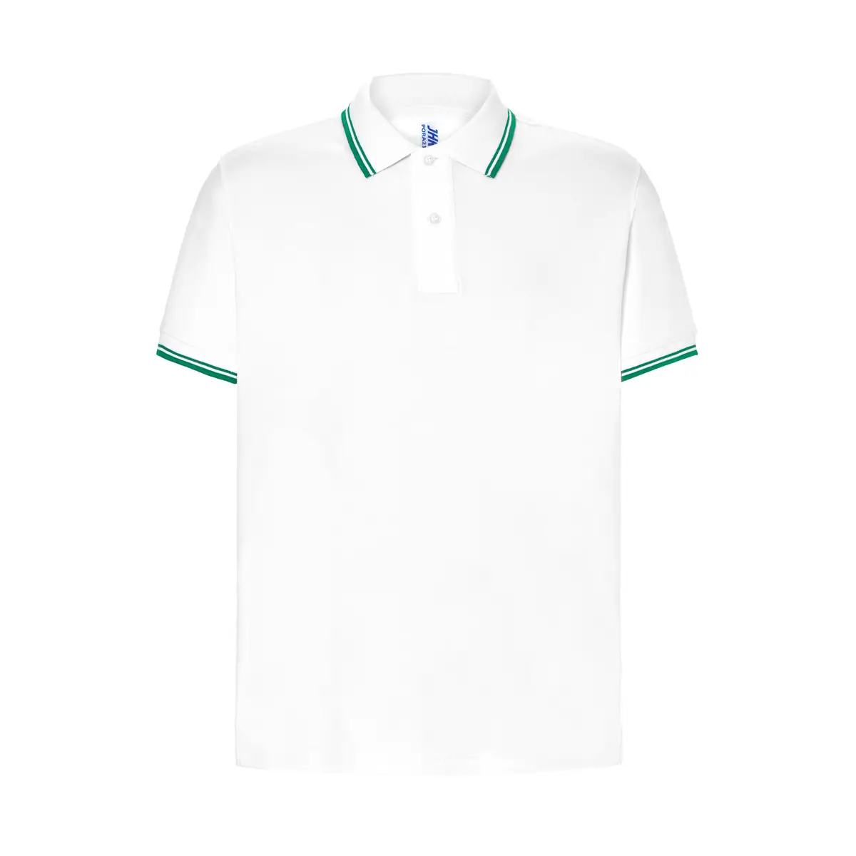 Polo piqué hombre manga corta JHK PORA210 170 Polo JHK PORA210 en blanco y verde kelly, vista frontal