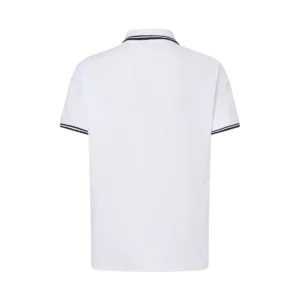 Polo JHK PORA210 en blanco y azul marino, vista trasera