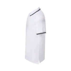 Polo JHK PORA210 en blanco y azul marino, vista lateral