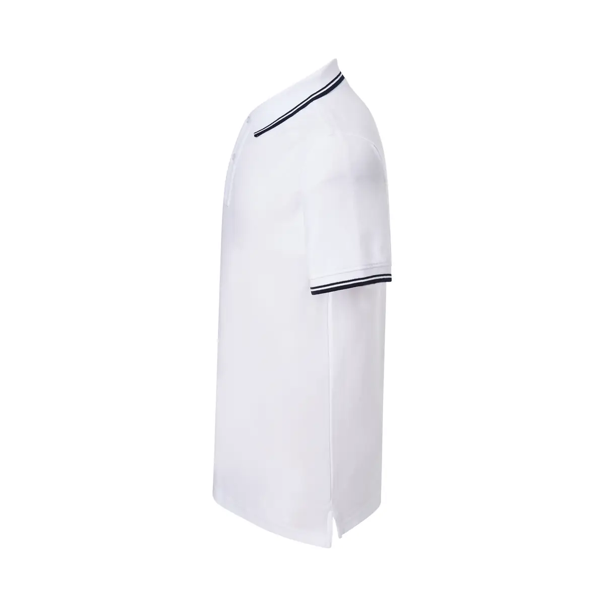 Polo piqué hombre manga corta JHK PORA210 174 Polo JHK PORA210 en blanco y azul marino, vista lateral