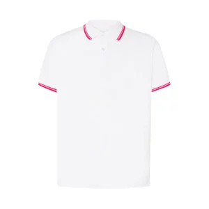Polo JHK PORA210 en blanco y rojo, vista frontal