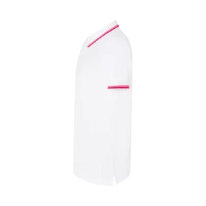 Polo JHK PORA210 en blanco y rojo, vista lateral