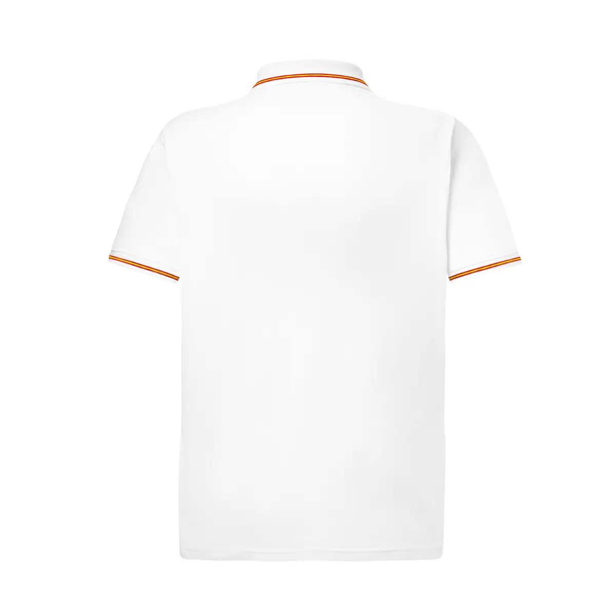 Polo piqué hombre manga corta JHK PORA210 181 Polo JHK PORA210 en blanco con la bandera española, vista trasera