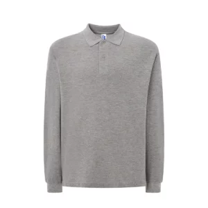 Polo JHK PORA210LKS en gris vigoré de manga larga, vista frontal