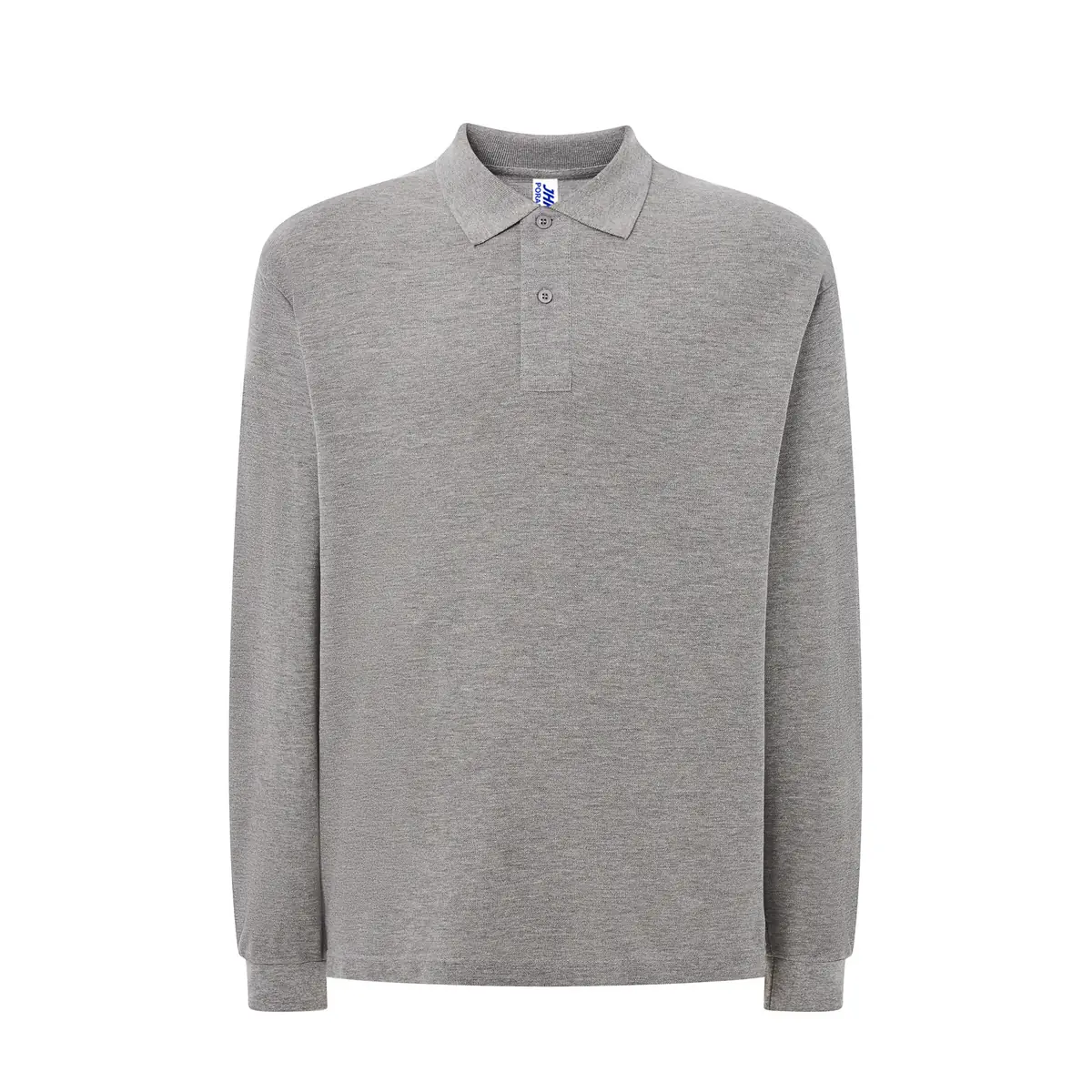 Polo manga larga tallas grandes JHK PORA210LKS 5 Polo JHK PORA210LKS en gris vigoré de manga larga, vista frontal