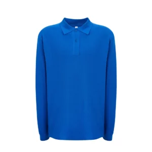 Polo JHK PORA210LKS en azul royal de manga larga, vista frontal