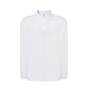 Polo JHK PORA210LKS en blanco de manga larga, vista frontal