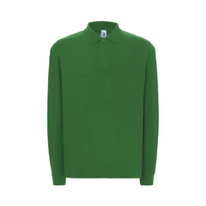 Polo JHK PORA210LS en verde botella de manga larga, vista frontal
