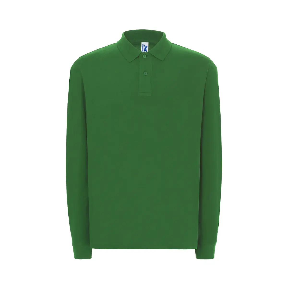Polo piqué hombre manga larga JHK PORA210LS 2 Polo JHK PORA210LS en verde botella de manga larga, vista frontal