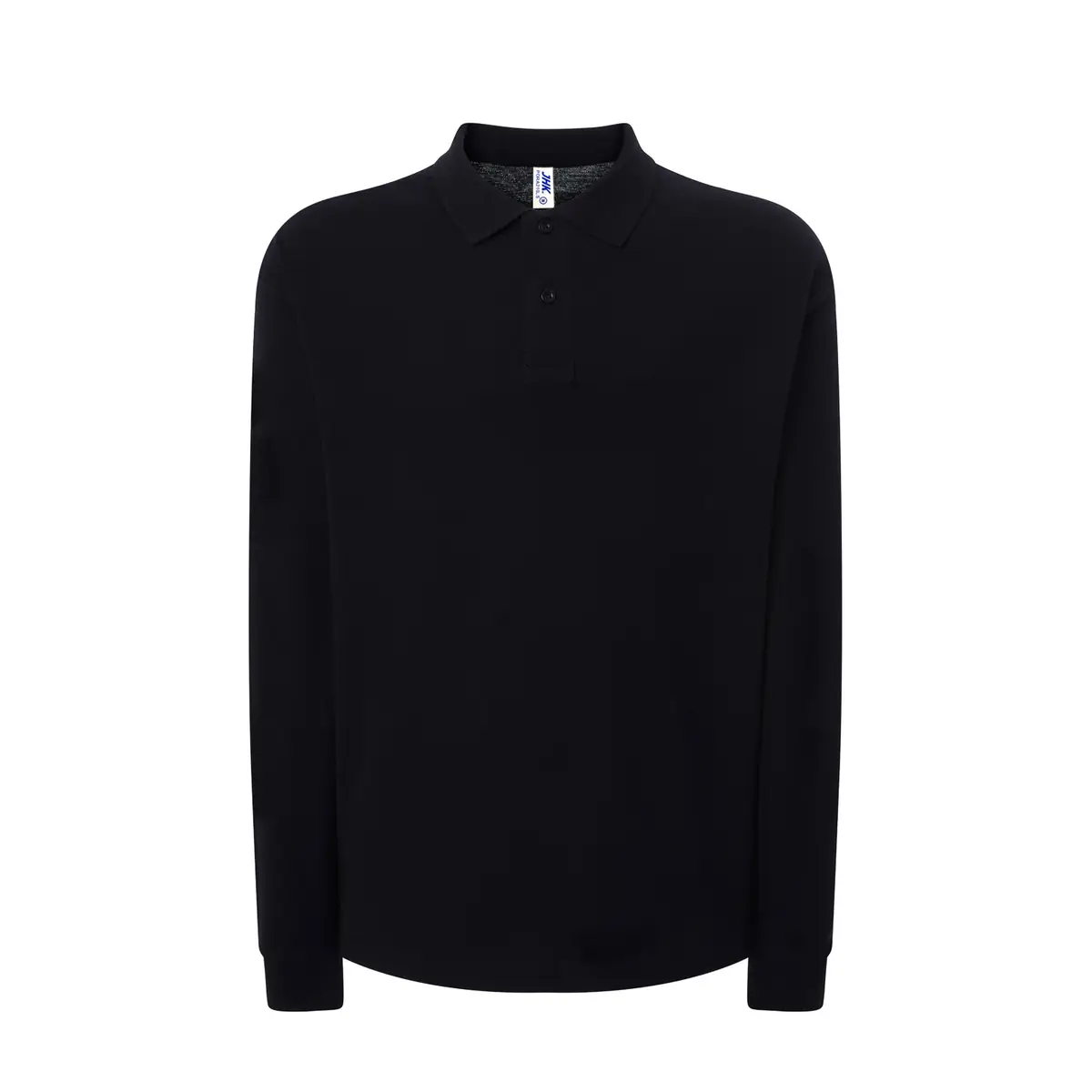 Polo piqué hombre manga larga JHK PORA210LS 5 Polo JHK PORA210LS en negro de manga larga, vista frontal