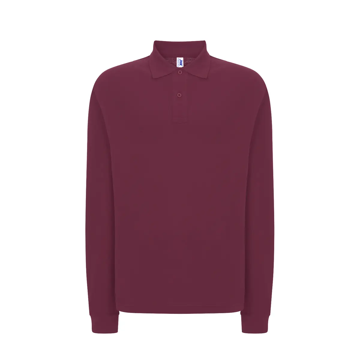 Polo piqué hombre manga larga JHK PORA210LS 8 Polo JHK PORA210LS en burdeos de manga larga, vista frontal