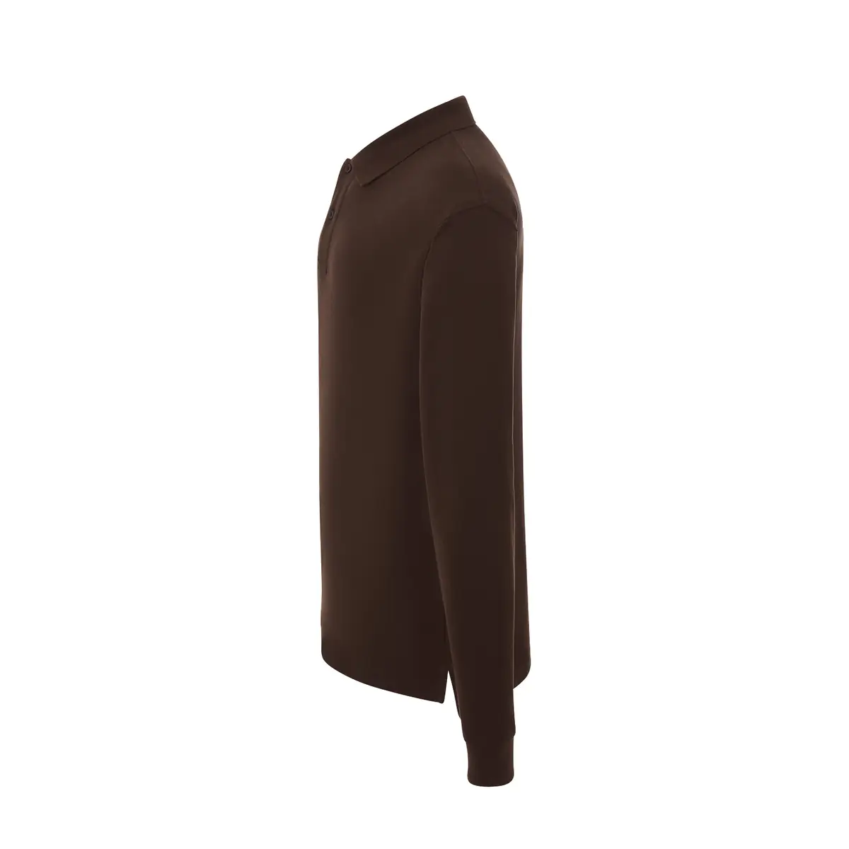 Polo piqué hombre manga larga JHK PORA210LS 12 Polo JHK PORA210LS en chocolate de manga larga, vista lateral