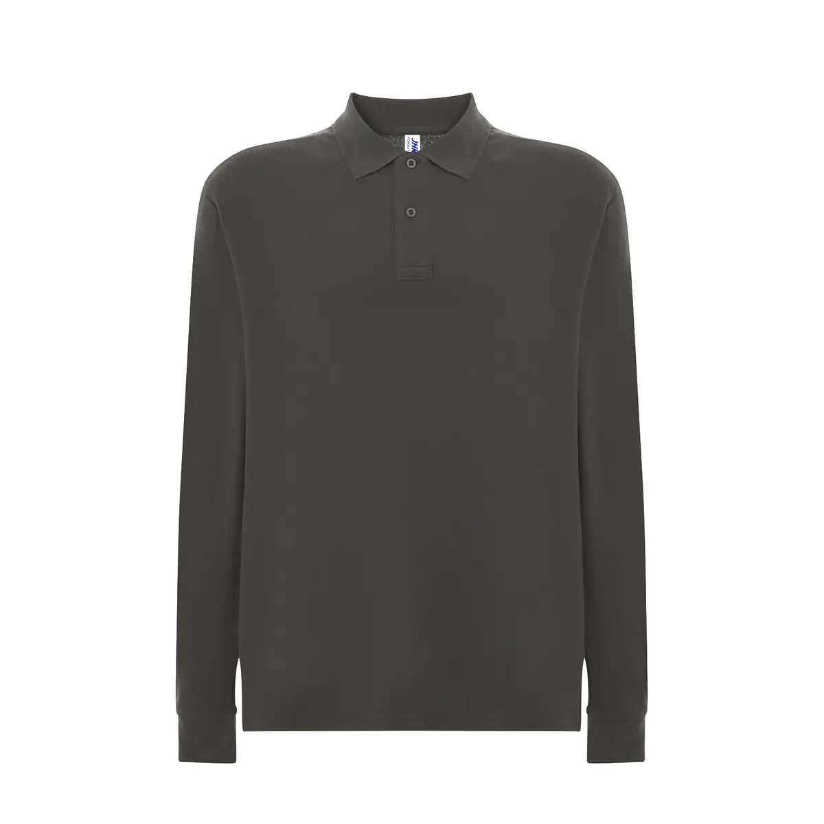 Polo piqué hombre manga larga JHK PORA210LS 14 Polo JHK PORA210LS en grafito de manga larga, vista frontal