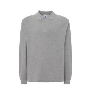 Polo JHK PORA210LS en gris vigoré de manga larga, vista frontal
