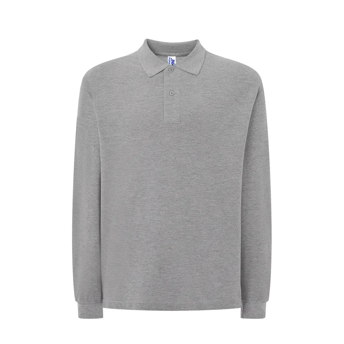 Polo piqué hombre manga larga JHK PORA210LS 17 Polo JHK PORA210LS en gris vigoré de manga larga, vista frontal