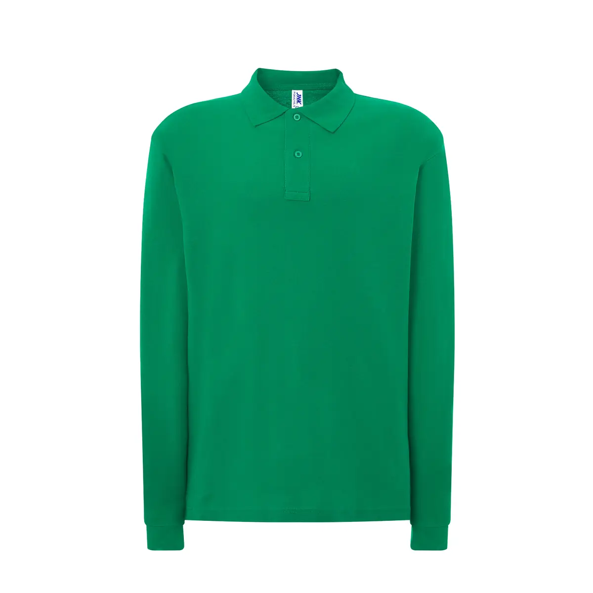 Polo piqué hombre manga larga JHK PORA210LS 20 Polo JHK PORA210LS en verde kelly de manga larga, vista frontal