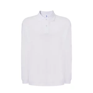 Polo JHK PORA210LS en blanco de manga larga, vista frontal