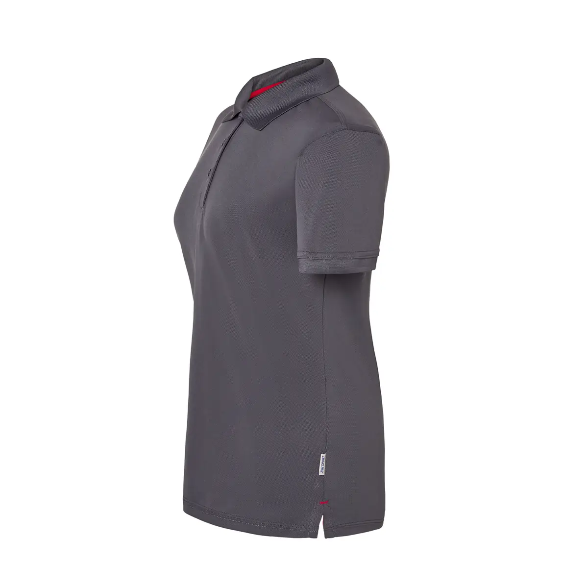 Polo deportivo piqué mujer JHK SPHEAVYLDY 6 Polo JHK SPHEAVYLDY en antracita y rojo, vista lateral