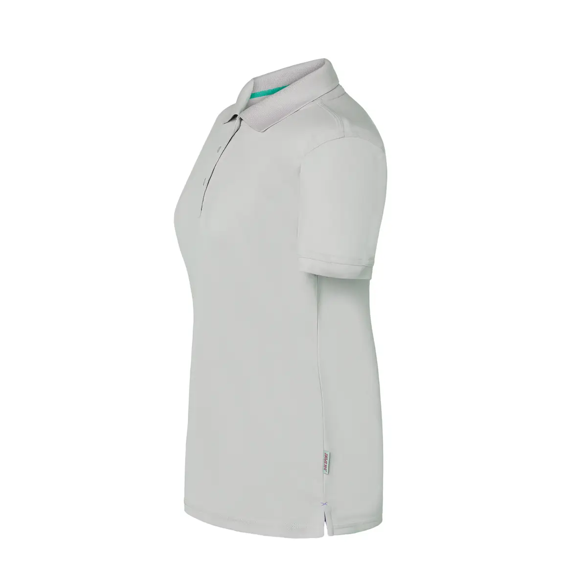 Polo deportivo piqué mujer JHK SPHEAVYLDY 18 Polo JHK SPHEAVYLDY en plata y verde atlantis, vista lateral