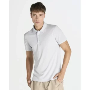 Polo JHK SPHEAVYMEN en blanco, vista frontal con modelo