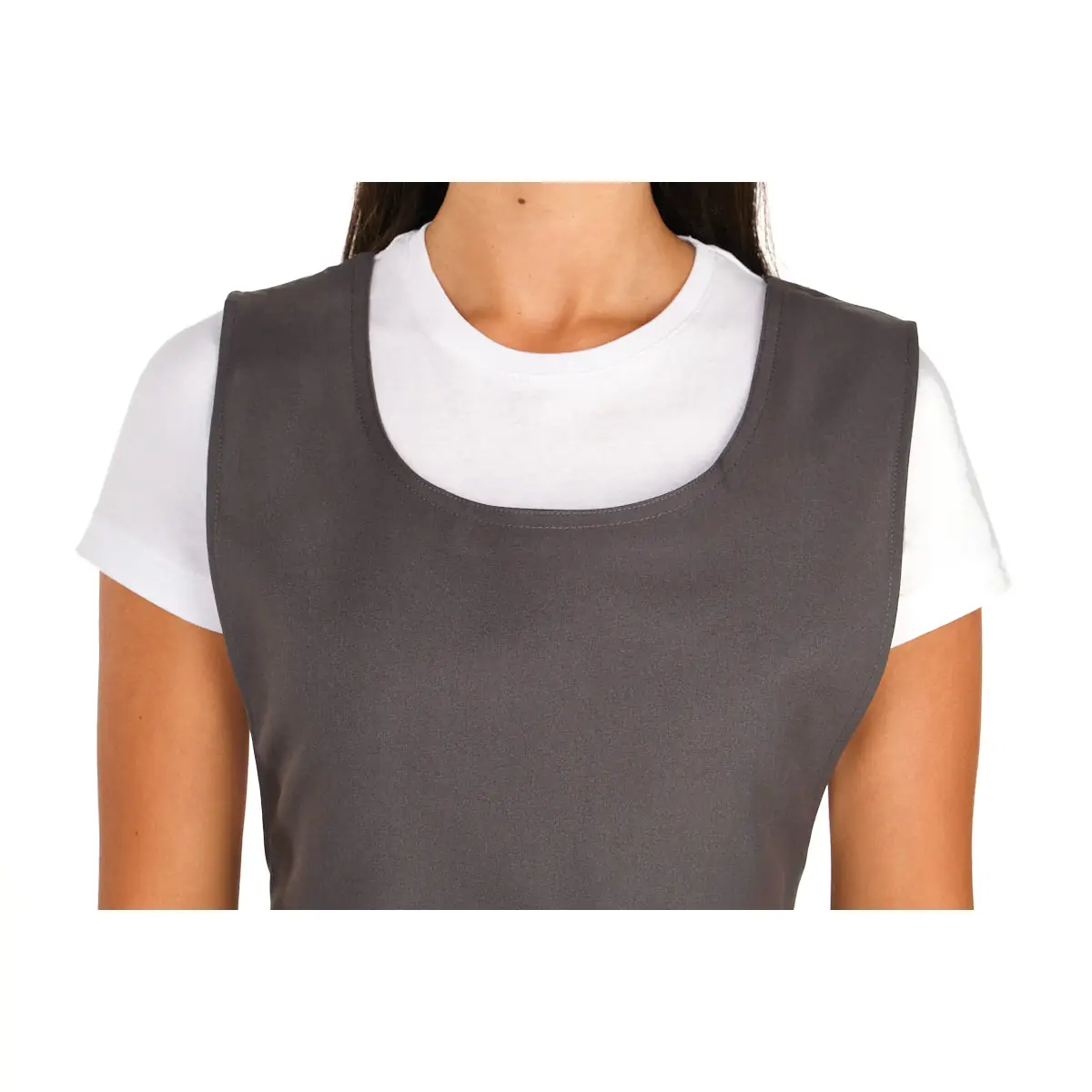 Estola Lacla Multibolsillos 21304601 13 Estola Lacla Multibolsillos 21304601, Gris oscuro, detalle del escote