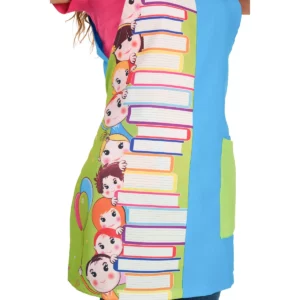 Estola Lacla Libros 21307306, Azul ducados, detalle del estampado