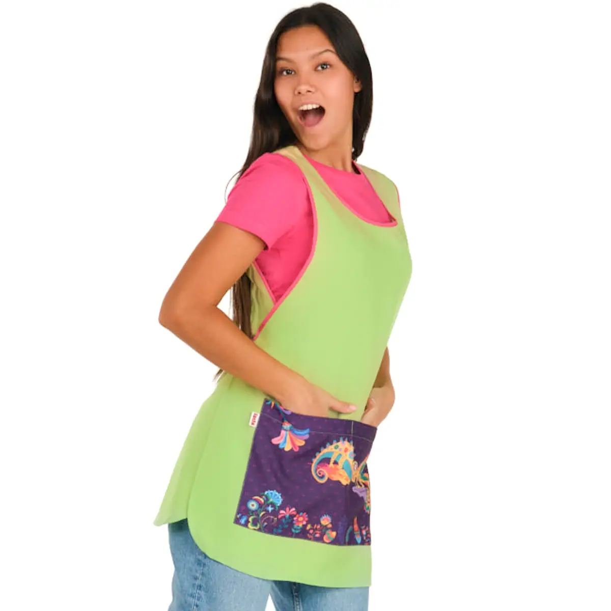 Estola Lacla Eco Camaleón 22502456 4 Estola Eco Camaleón Lacla 22502456, pistacho, vista oblicua vestida