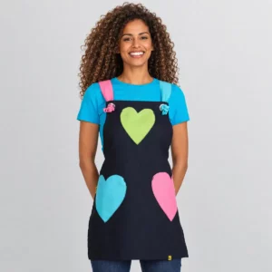 Batas, pichis y estolas para Maestra de Infantil en Las Palmas 24 Estola Lacla Corazones Botón 22602472, azul marino, vista frontal con modelo