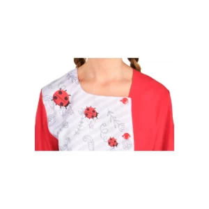 Bata Niña Amapola Lacla 51705219, rojo, detalle del cuello y botones