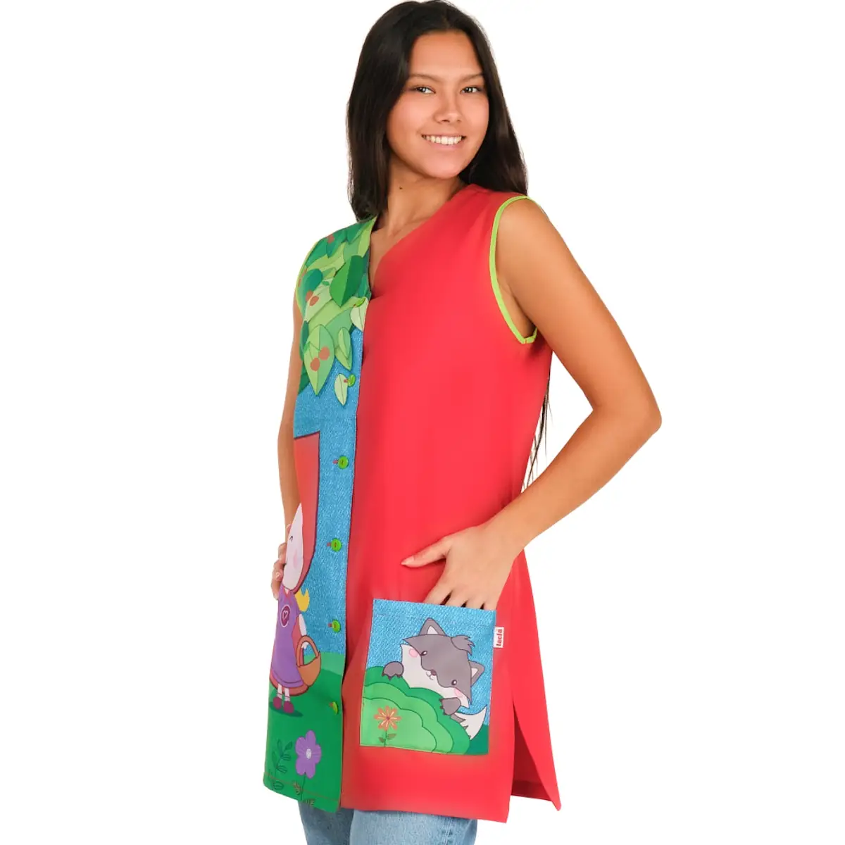 Casaca Lacla Caperucita Rojo 52105628 2 Casaca Caperucita Lacla 52105628, rojo, vista oblicua vestida