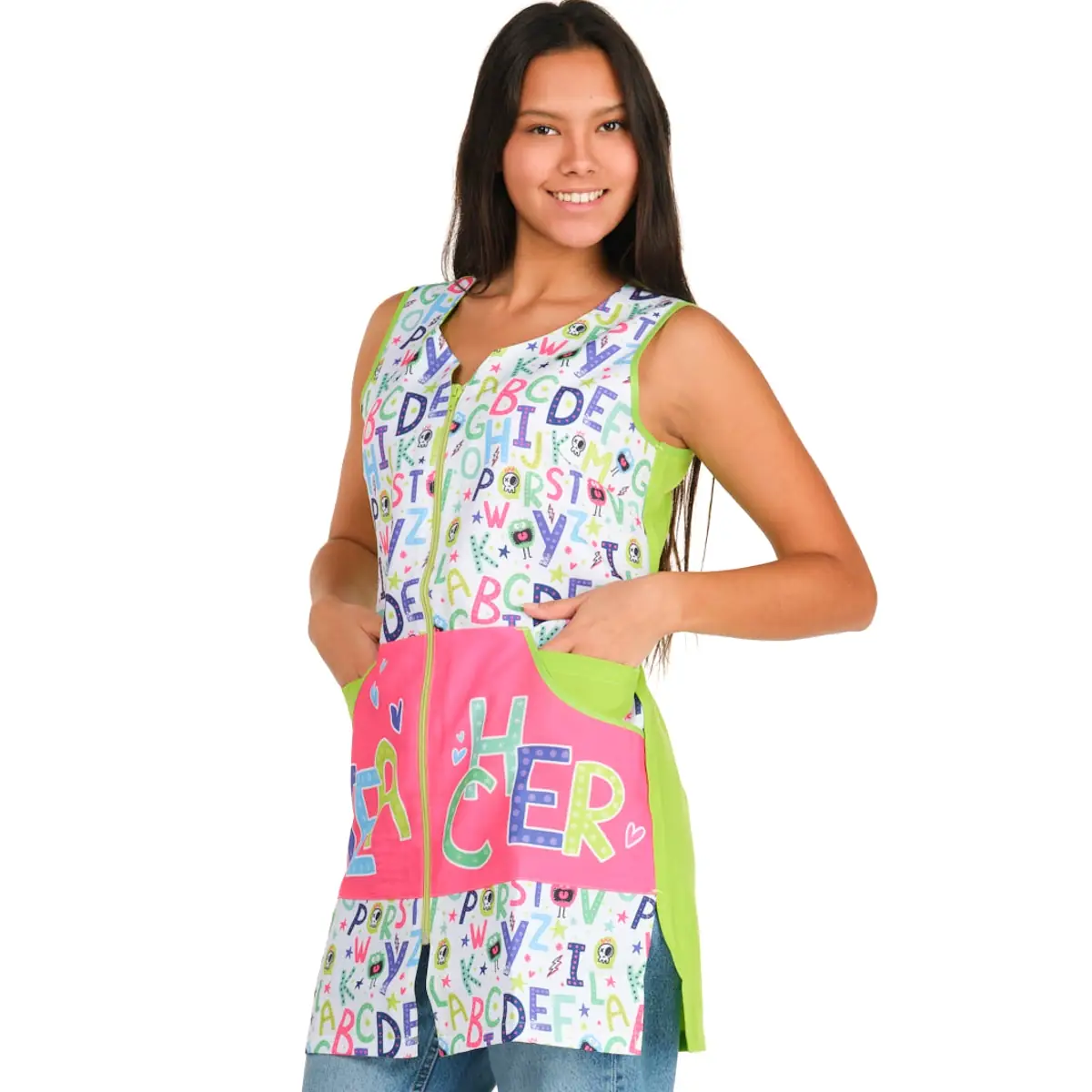 Casaca Lacla Teacher 52205665 2 Casaca Teacher Lacla 52205665, fucsia, vista oblicua vestida