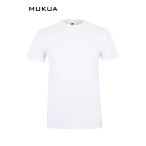 Camiseta unisex Mukua MELBOURNE MK022WV blanca, de manga corta y cuello redondo, vista frontal.