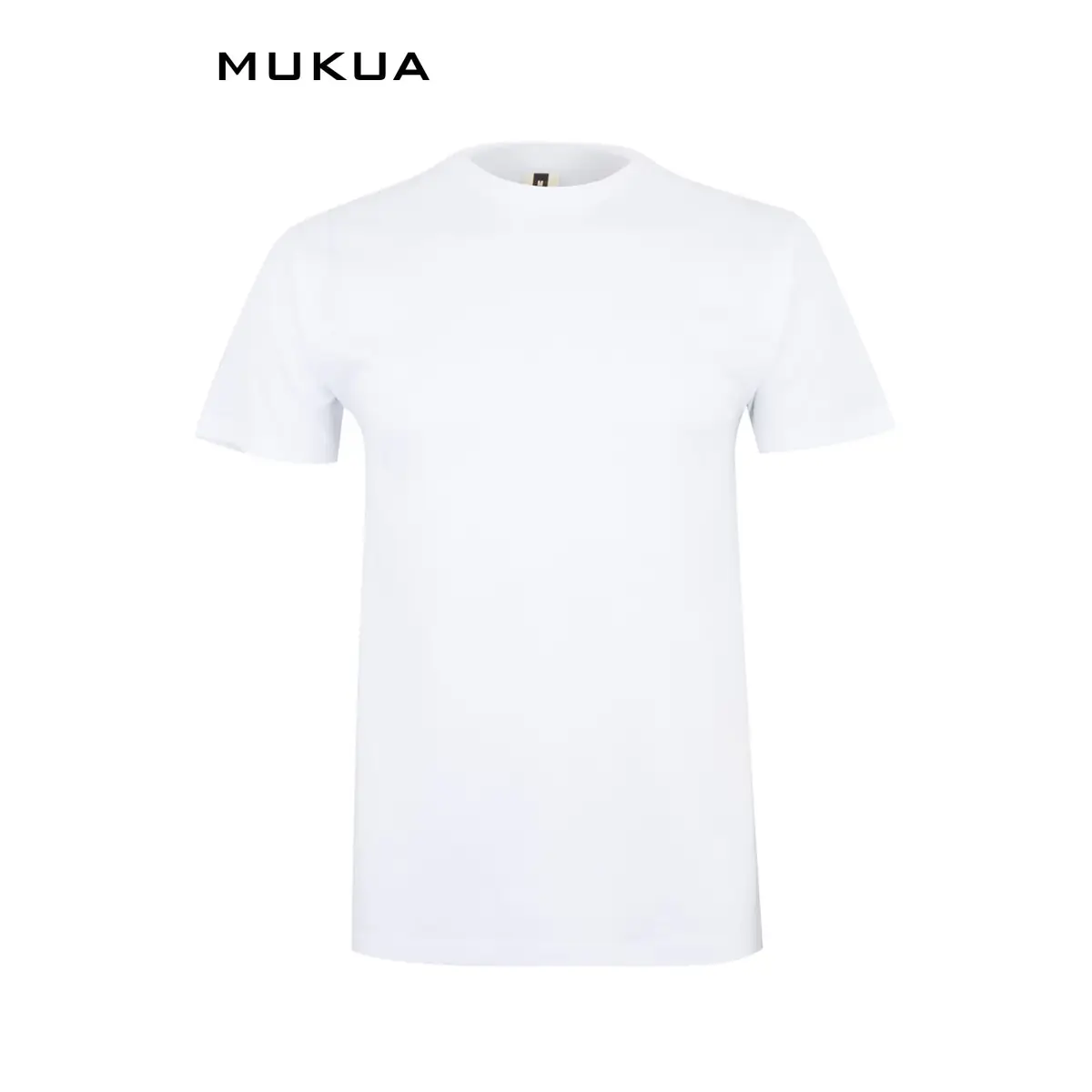 Camiseta unisex Mukua MELBOURNE MK022WV 2 Camiseta unisex Mukua MELBOURNE MK022WV blanca, de manga corta y cuello redondo, vista frontal.