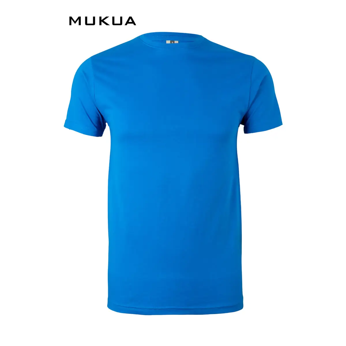 Camiseta unisex Mukua PALM MK023CV 2 Camiseta unisex Mukua PALM MK023CV azul Atoll, de manga corta y cuello redondo, vista frontal.