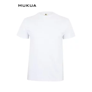 Camiseta unisex Mukua PALM MK023WV blanca, de manga corta y cuello redondo, vista frontal.