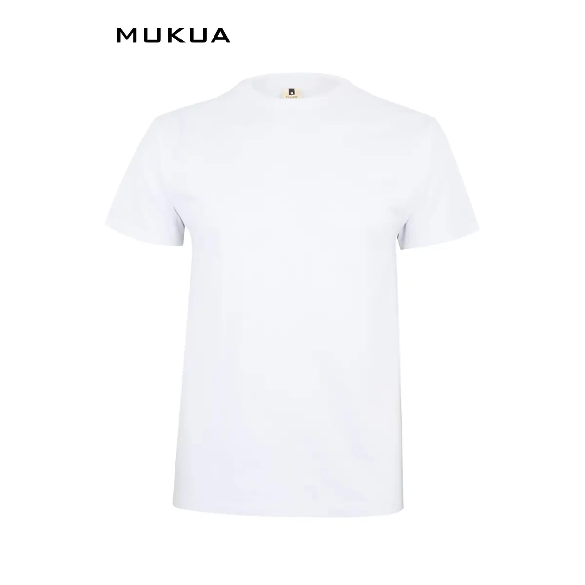 Camiseta unisex Mukua PALM MK023WV 1 Camiseta unisex Mukua PALM MK023WV blanca, de manga corta y cuello redondo, vista frontal.