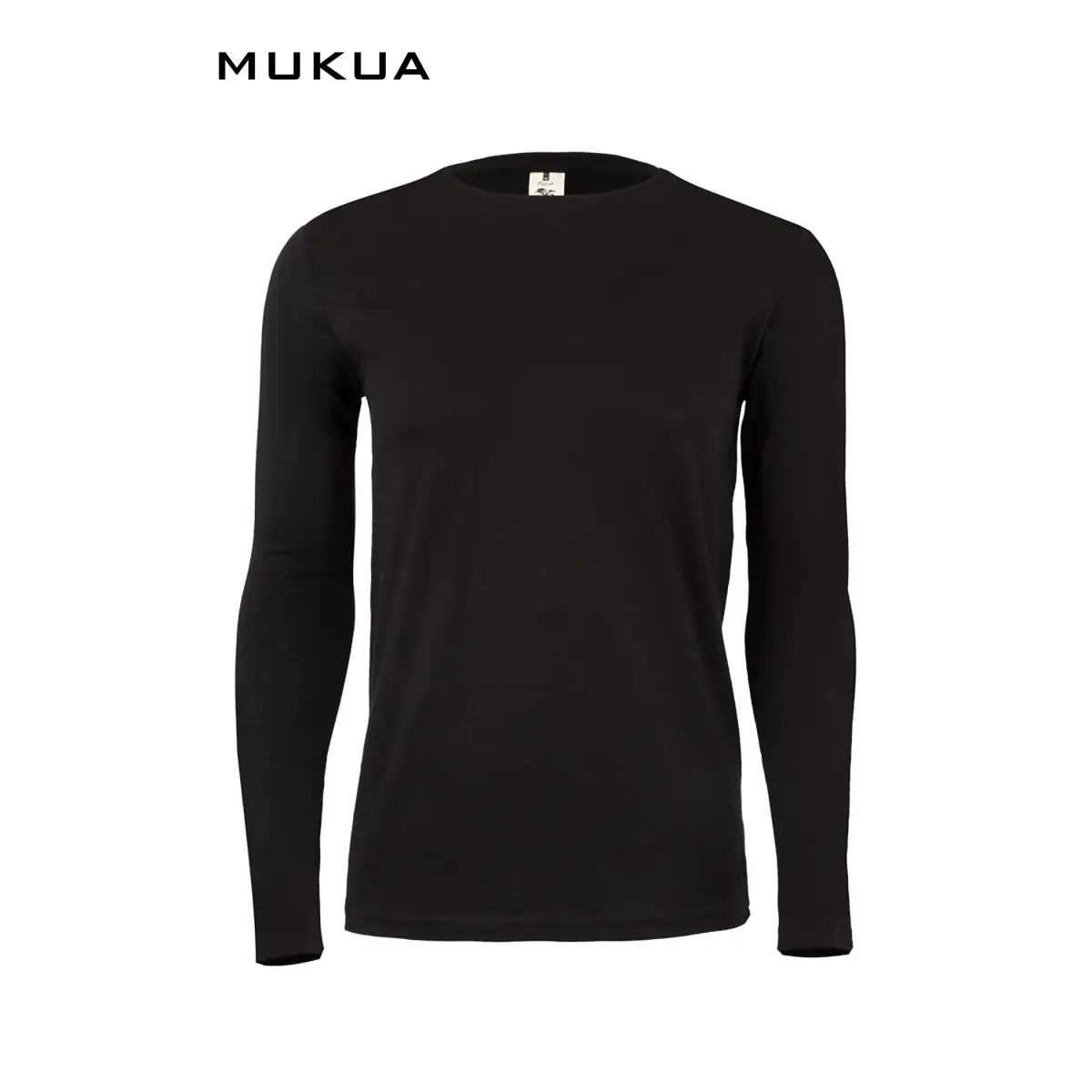Camiseta unisex Mukua PARADISE MK156CV 2 Camiseta unisex Mukua PARADISE MK156CV negra, de manga larga y cuello redondo, vista frontal.