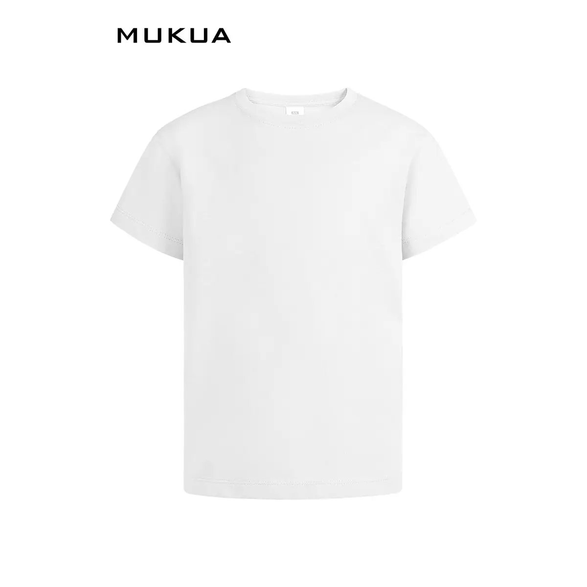 Camiseta infantil Mukua MELBOURNE KIDS MK175WV 1 Camiseta infantil Mukua MELBOURNE KIDS MK175WV blanca, de manga corta y cuello redondo, vista frontal.