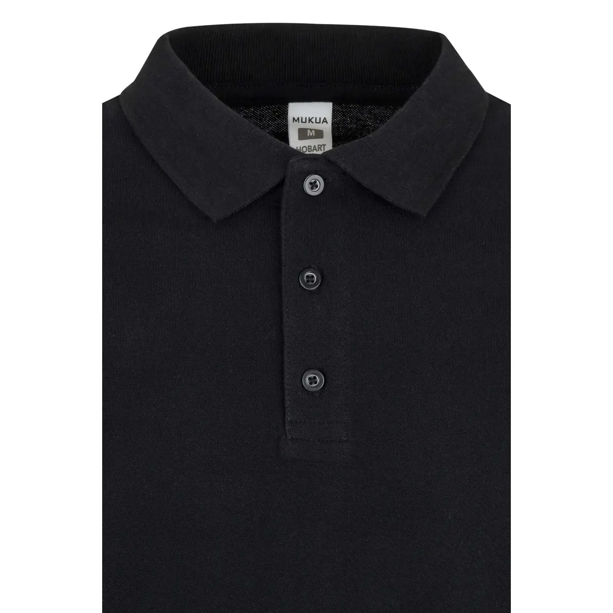 Polo unisex Mukua HOBART PL200UC 6 Polo Mukua HOBART en color Black, detalle del cuello
