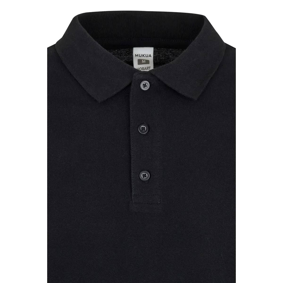 Polo unisex Mukua HOBART PL200UC 7 Polo Mukua HOBART en color Black, detalle del cuello