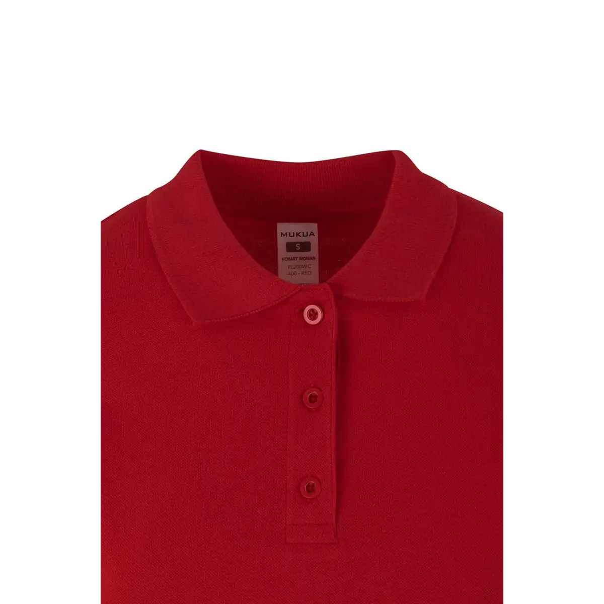 Polo de mujer Mukua HOBART WOMAN PL200WC 11 Polo Mukua HOBART WOMAN en color Red, detalle del cuello
