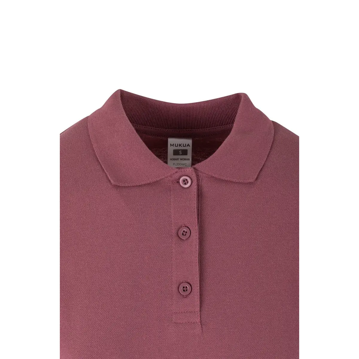 Polo de mujer Mukua HOBART WOMAN PL200WC 13 Polo Mukua HOBART WOMAN en color Grape, detalle del cuello