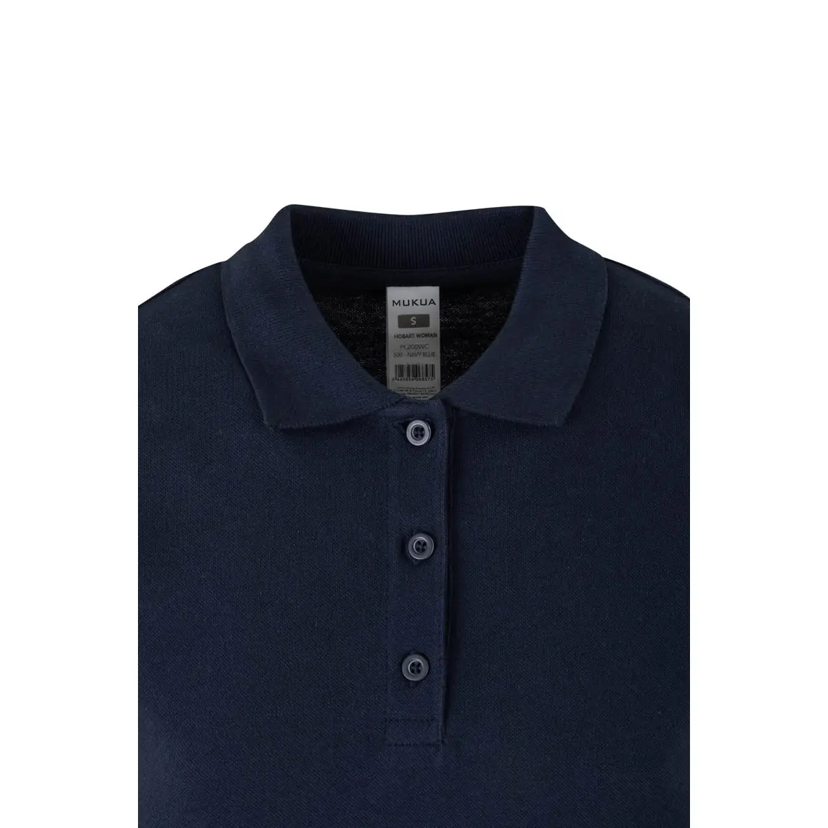 Polo de mujer Mukua HOBART WOMAN PL200WC 15 Polo Mukua HOBART WOMAN en color Navy, detalle del cuello