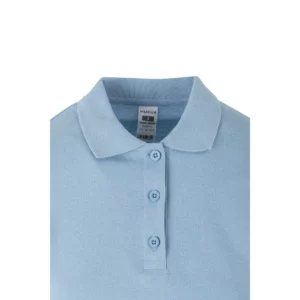 Polo Mukua HOBART WOMAN en color Sky Blue, detalle del cuello